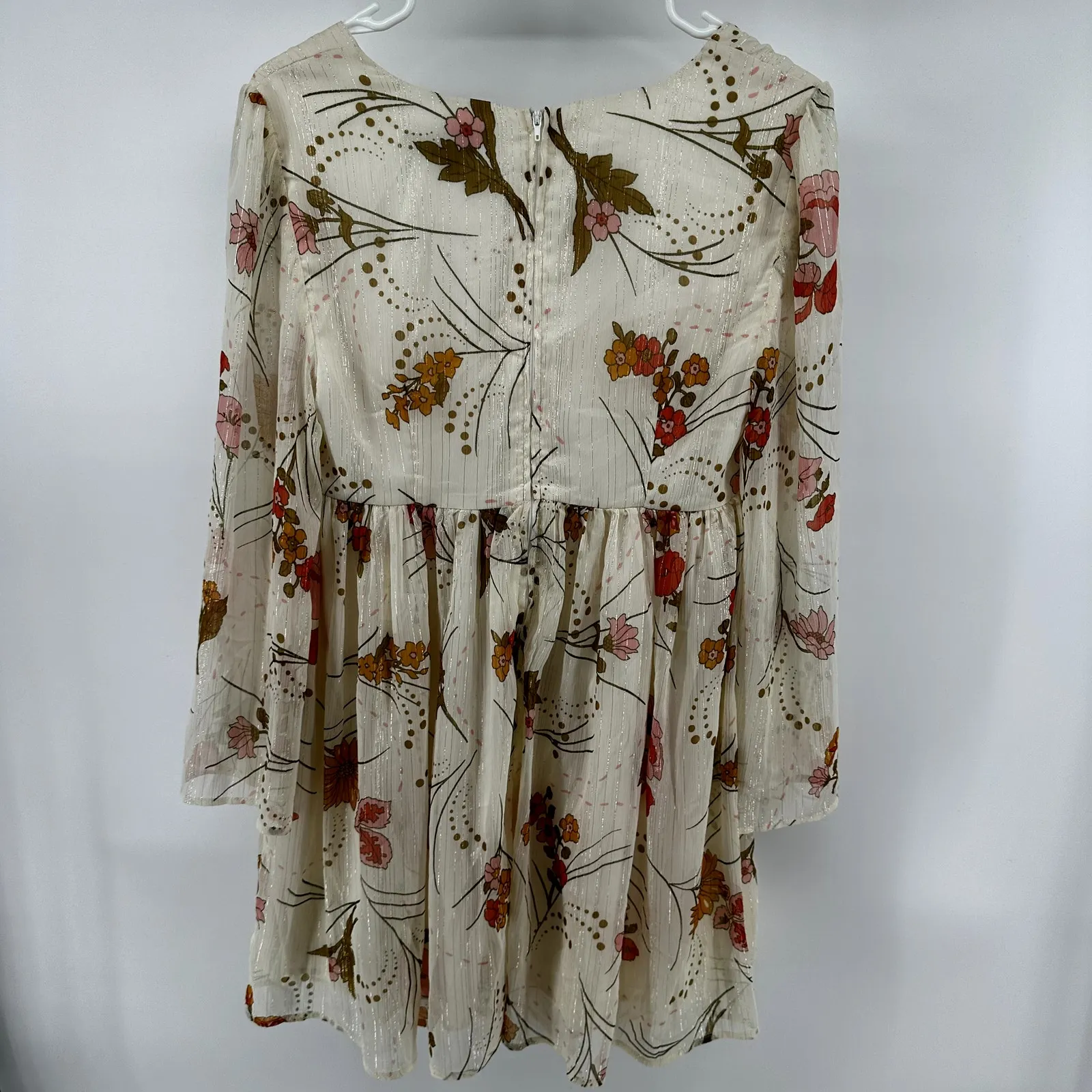Modcloth Sweet Sixties Dress Babydoll Fit Flare Bell Empire Floral Cream 6 - Image 7