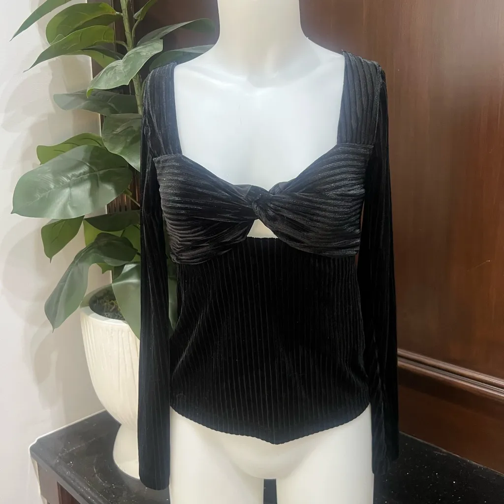 Wildfox Black Velvet belle sleeves Long Sleeve grunge fairy core - Image 3