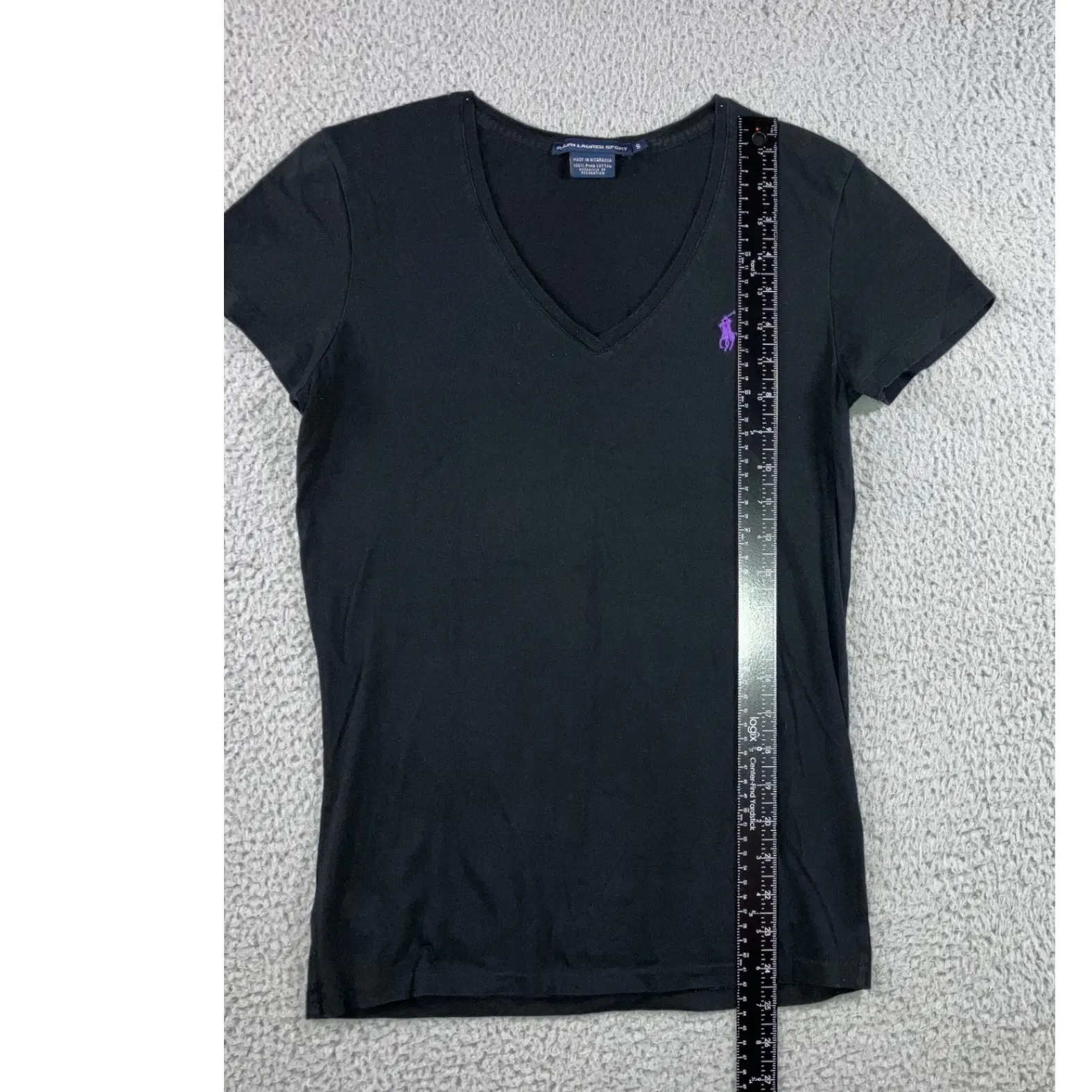 Ralph Lauren Sport V Neck T Shirt Women Small Short Sleeve Embroidered Pony Logo - Image 2