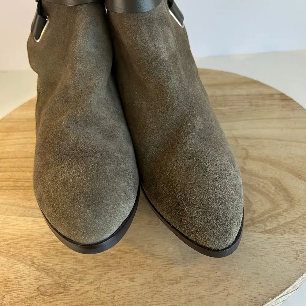 Charles David Italy Made Earth Tone Suede Leather Buckle Boot Size 39/8 - Image 10