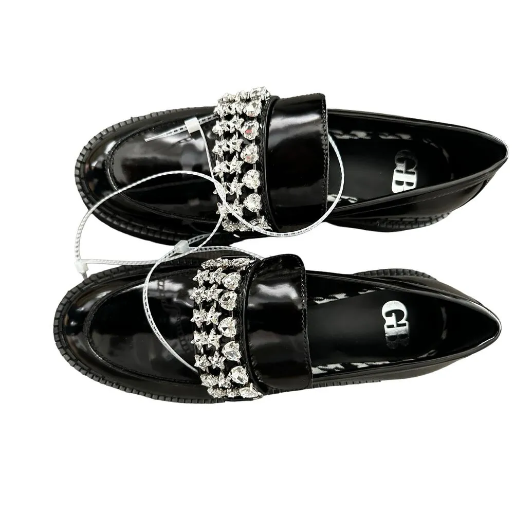 Alter-Ego Rhinestone Strap Shiny Loafers - Image 8