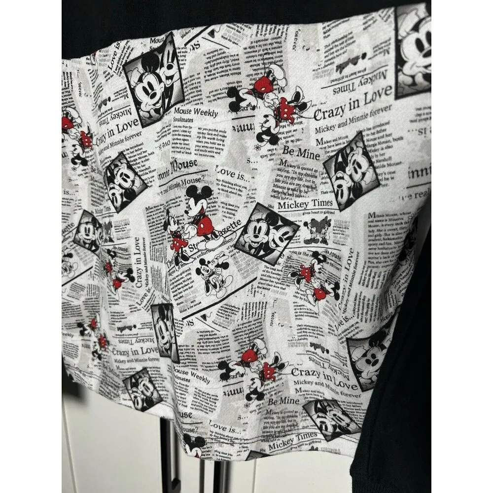 Walt Disney World Mickey & Minnie Mouse Hoodie Newsprint Hooded Sweatshirt Sz M‎ - Image 11