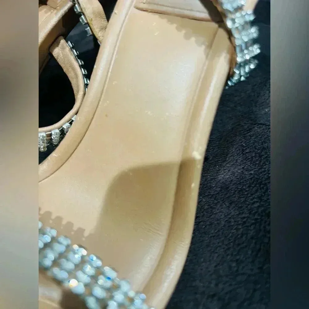 NWT Zara Rhinestone Strap Heeled Leather Sandals size 37 6.5 US - Image 10