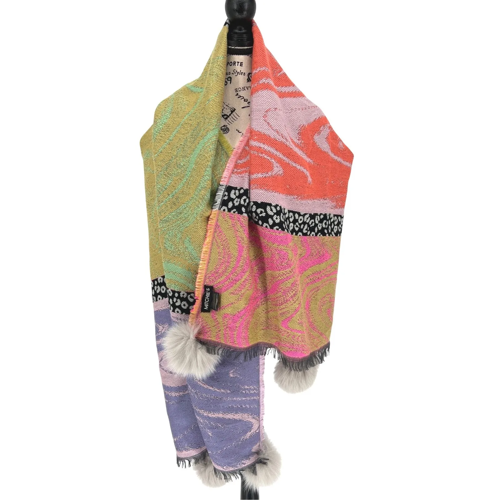 Mitchie's Wild Side Cloud 9 Scarf Multicolor Animal Print Faux Fur NWT - Image 2