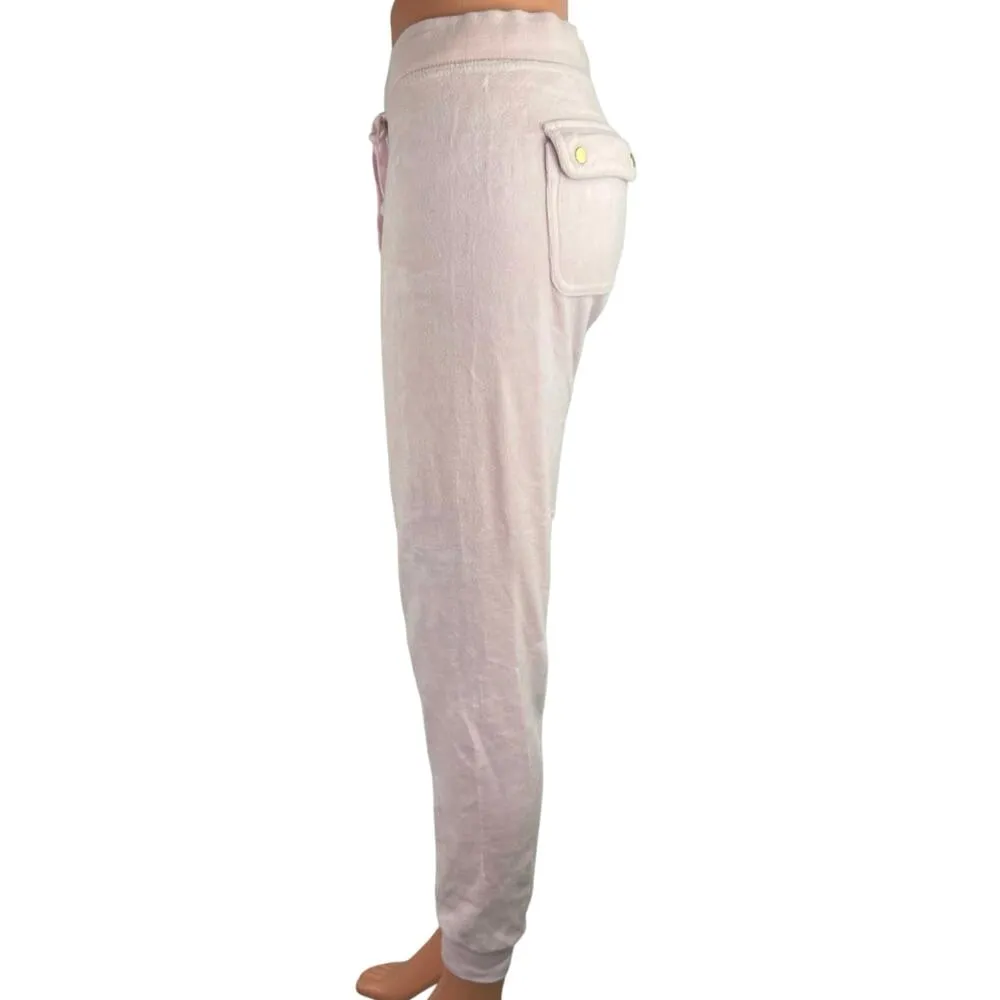 Juicy Couture Pink Drawstring Mid Rise Velour Pocket Jogger Sweatpants Size XXS - Image 2