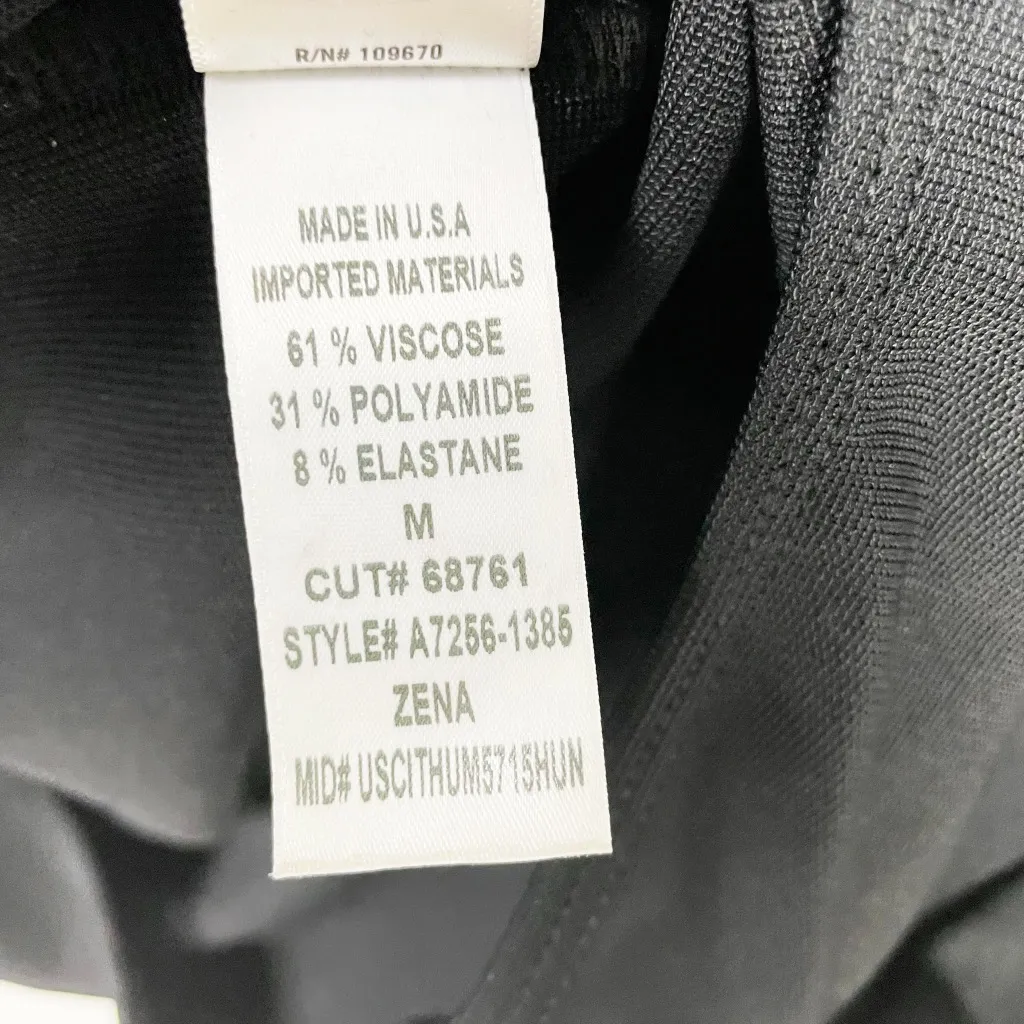 Agolde Zena Deep V Ribbed Knit Stretch Long Sleeve Bodysuit One Piece Black M - Image 3