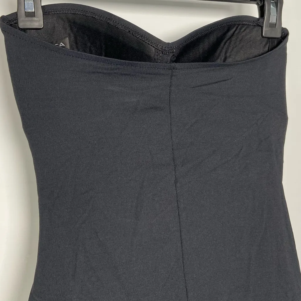 La Blanca Ruched One Piece Swimsuit Island Goddess Strapless Full Coverage Size8 - Image 5