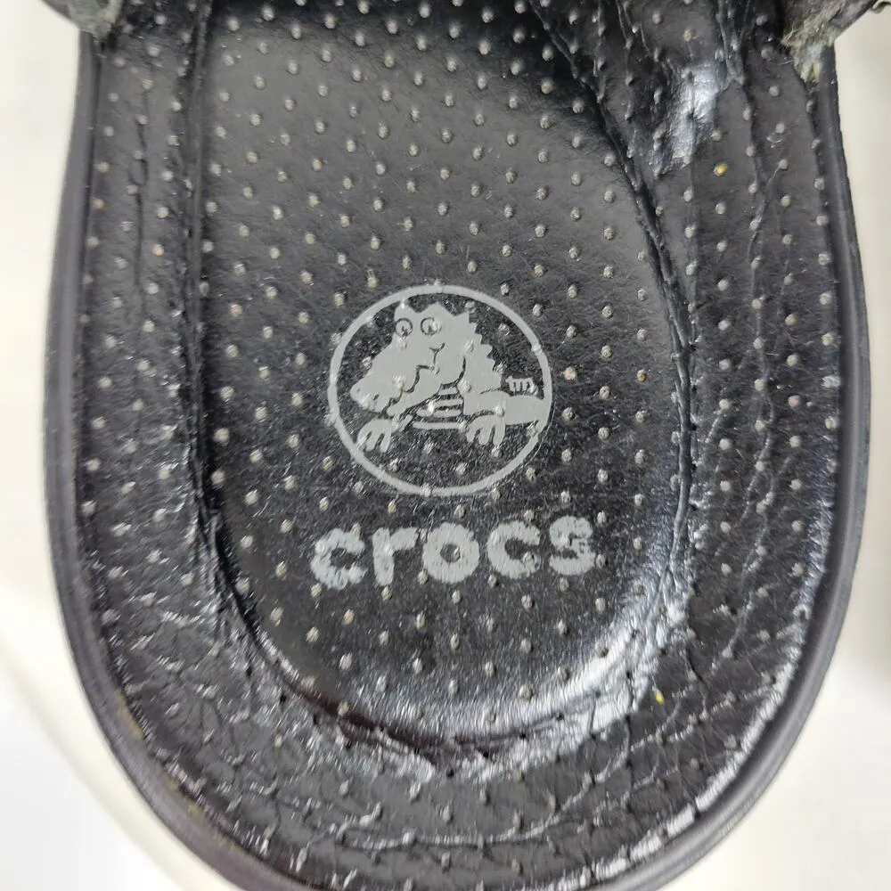 Crocs Cobbler Mules Womens 11 Black Quilted Patent Leather Platform Clogs Work - Image 5