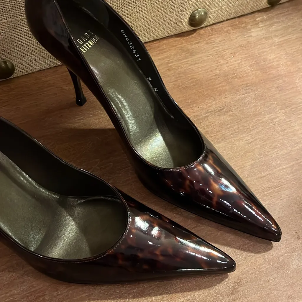 Stuart Weitzman designer Heels tortoiseshell power pumps heels sz 9 - Image 3