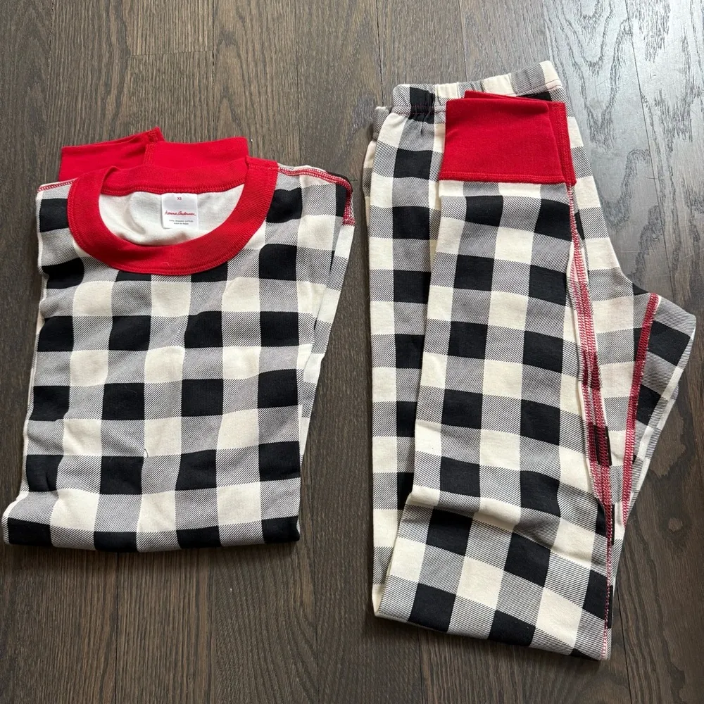 Hanna Andersson NWOT Buffalo Check Plaid Pajamas Black Size XS - Image 5