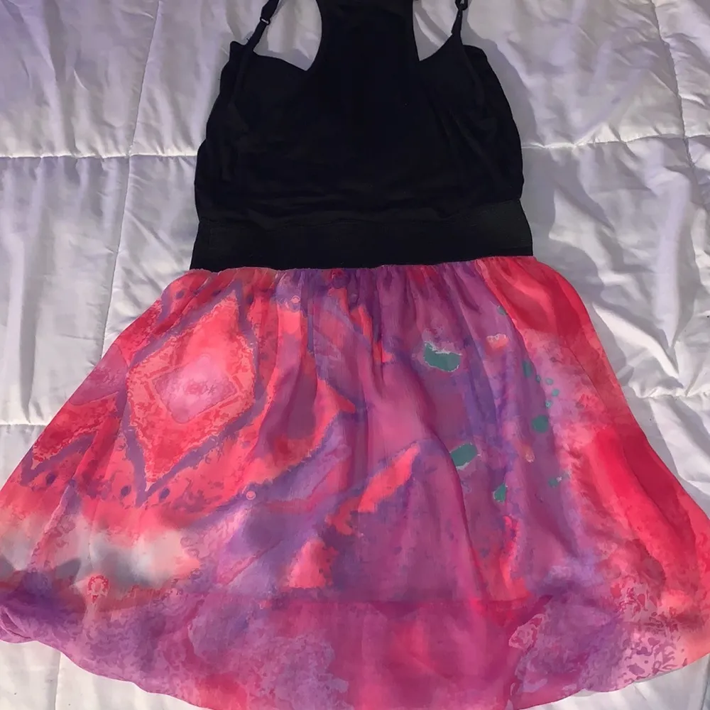 Black Mini Dress w/ Colorful Skirt - Like New - Image 7