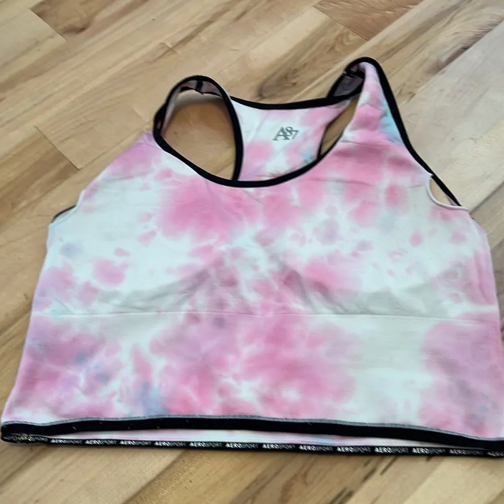 AeroSport Pink & Black Tie-dyed Padded Sports Bra - Image 9