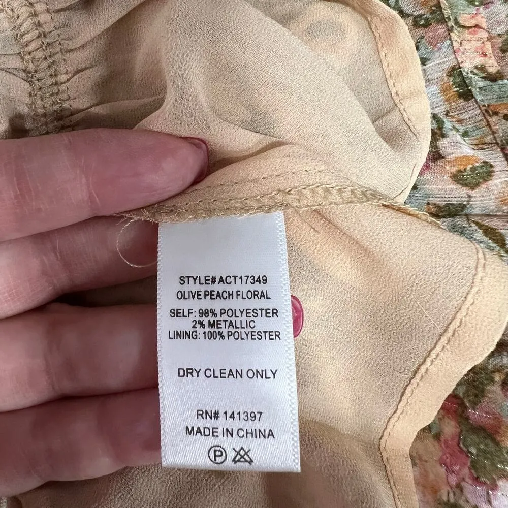 Astr The Label Hart Floral Cold Shoulder Cutout Peplum Top SZ L NWT Romantic Y2K Tan Size L - Image 8