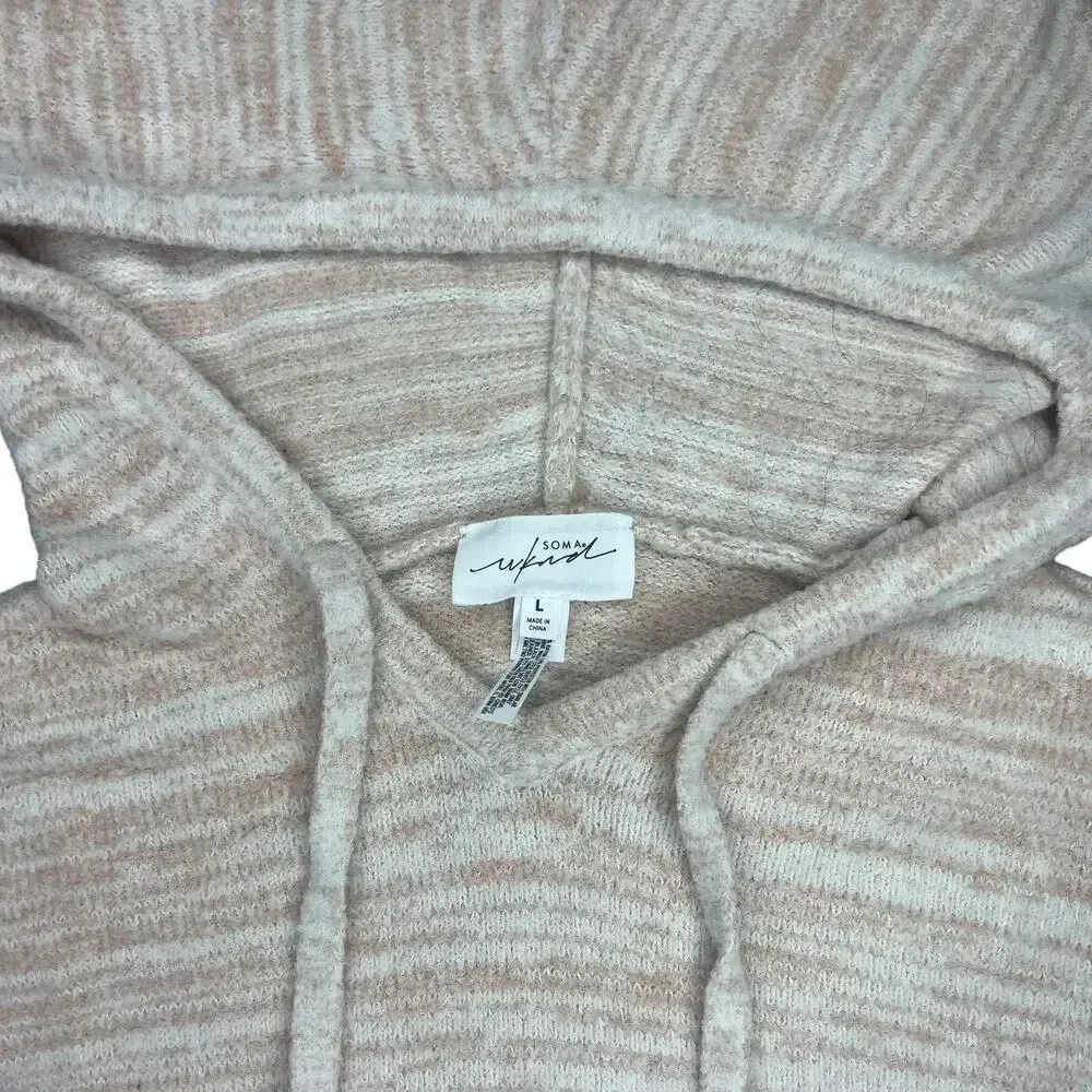 Soma‎ WKND Women's Large Pink Marshmallow Knit Long Sleeve Cropped Hoodie - Image 3