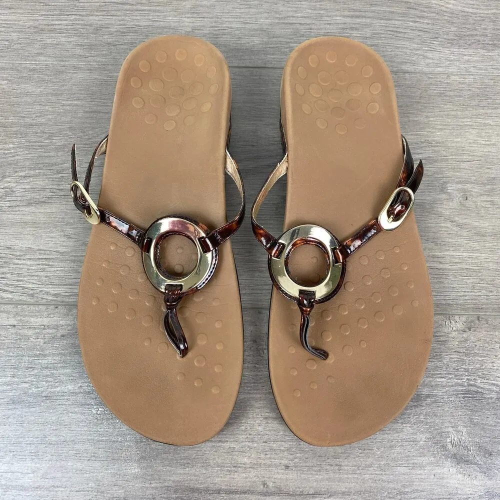 Vionic Brown Animal Print Karina Thong Sandal Sz.11 - Image 4