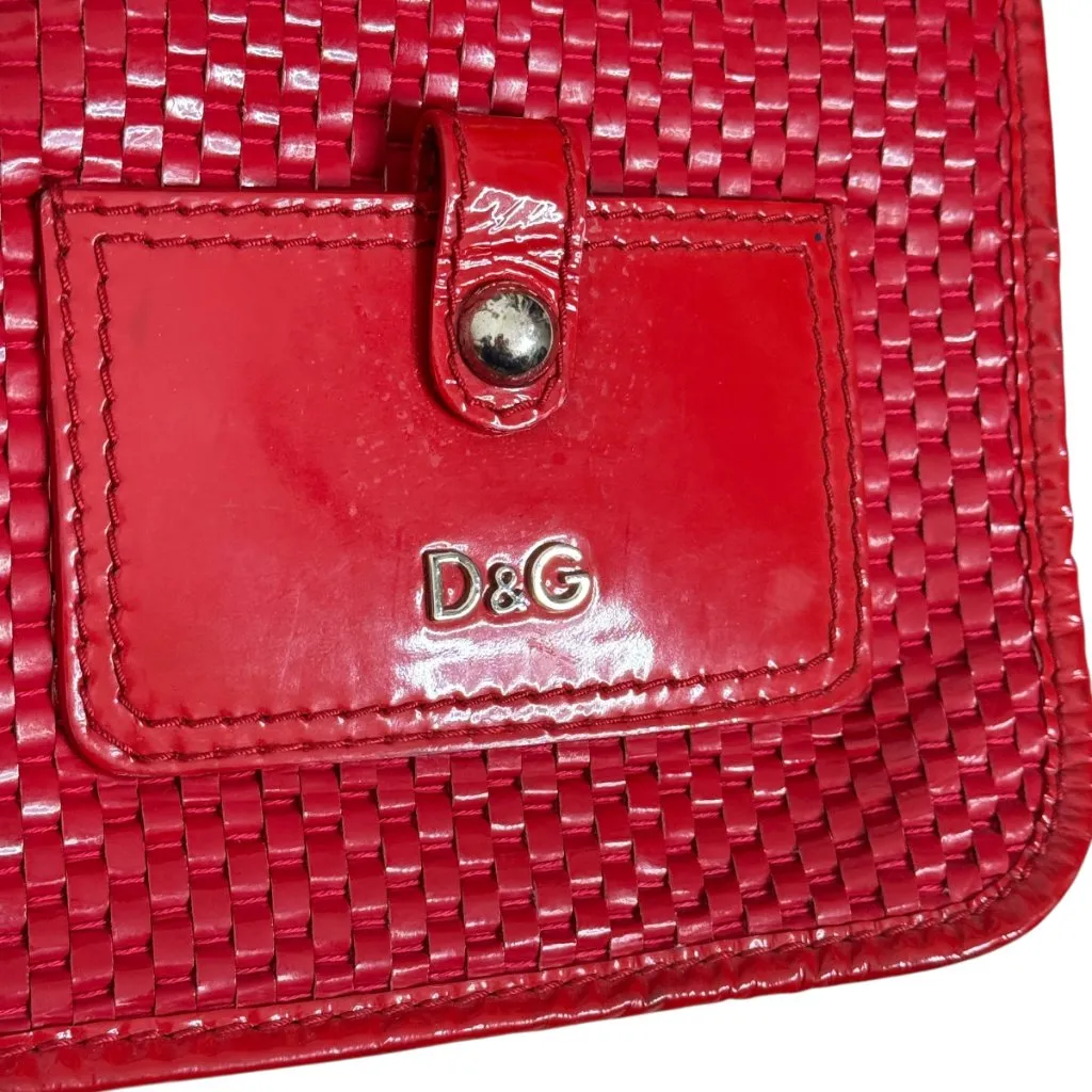 Dolce & Gabbana Red Patent Leather Woven Tote Bag Archive - Image 9