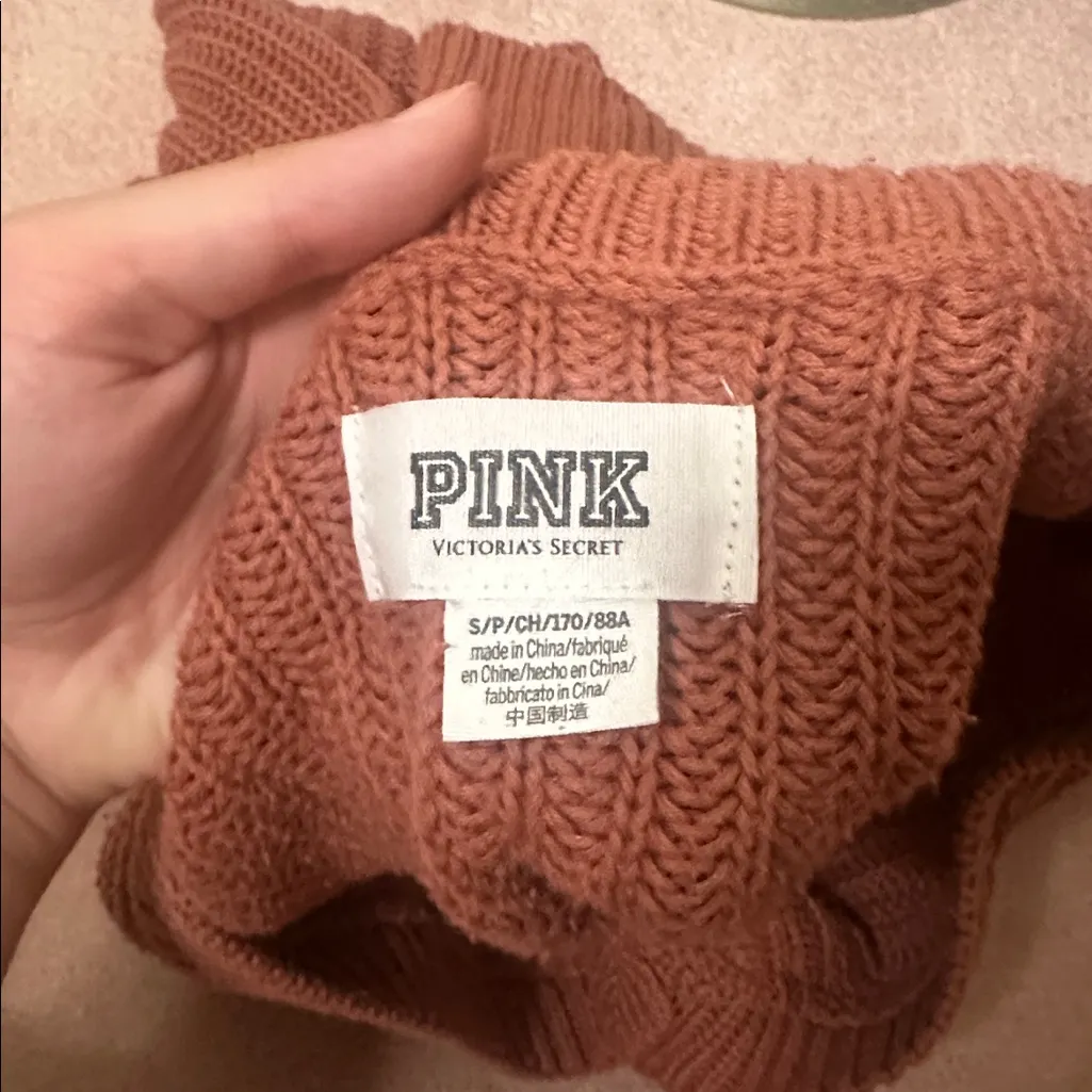 VS PINK Rust Colored Orange Sweater - Image 4