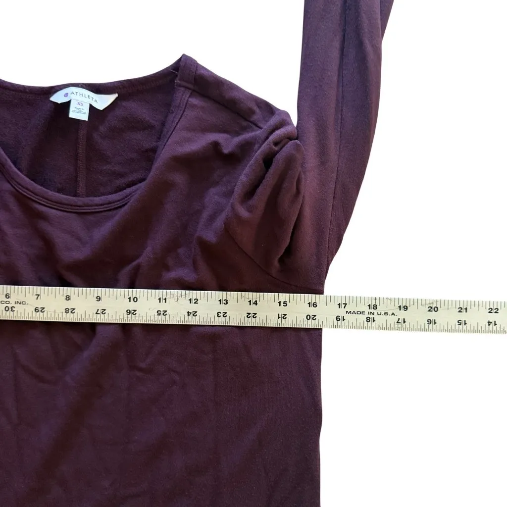 Athleta Long Sleeve Burgundy Dress With Back Cutout XS Modal/Spandex - Image 4