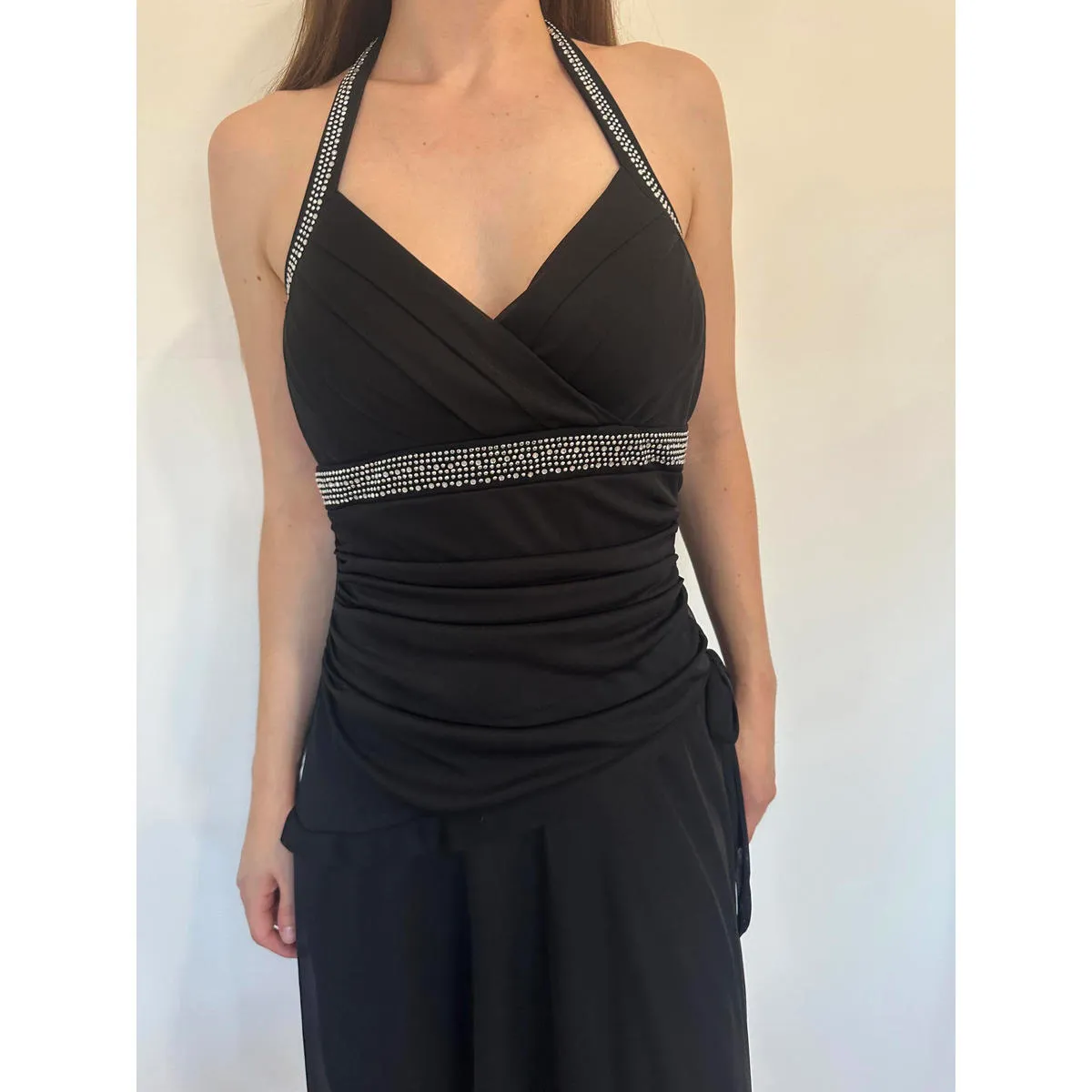Black Y2K Halter Rhinestone Party Dress - Image 8