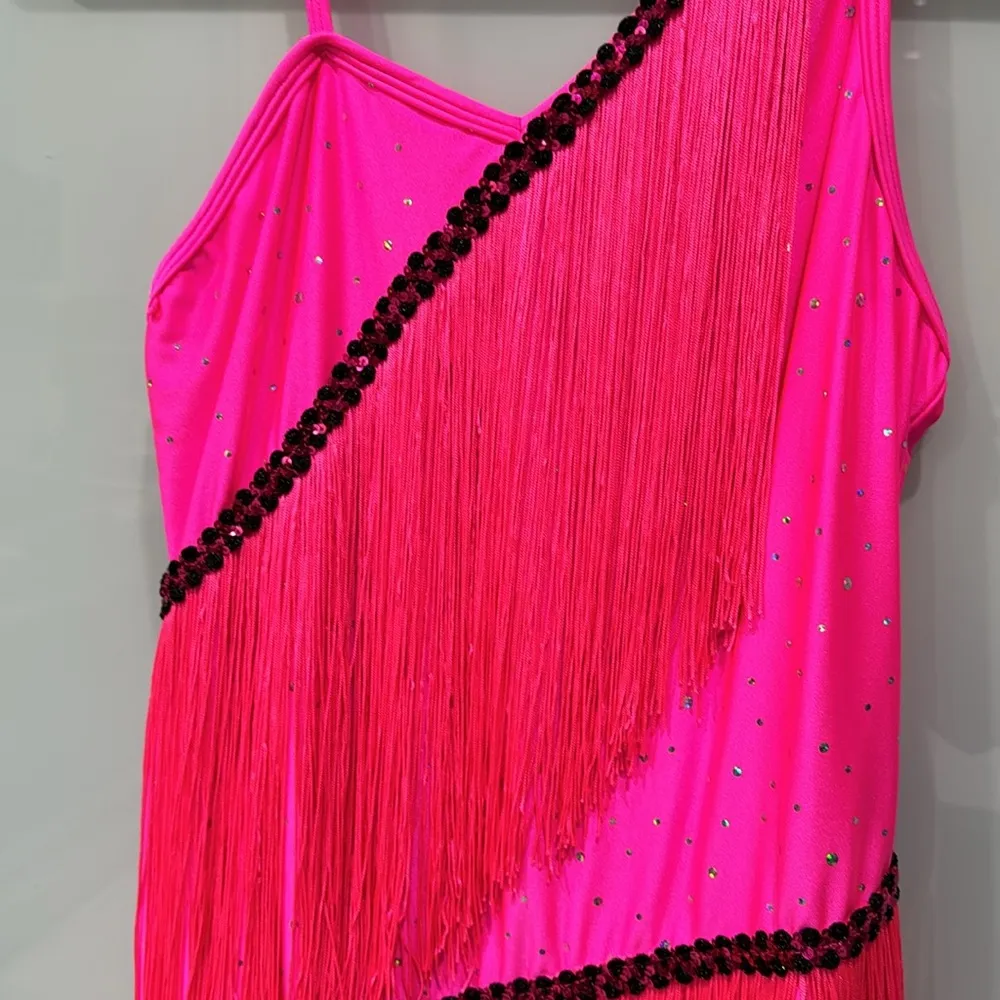 Revolution Dancewear Flapper Hot Pink Sequin Fringe Costume Dress Adult Sz M - Image 2