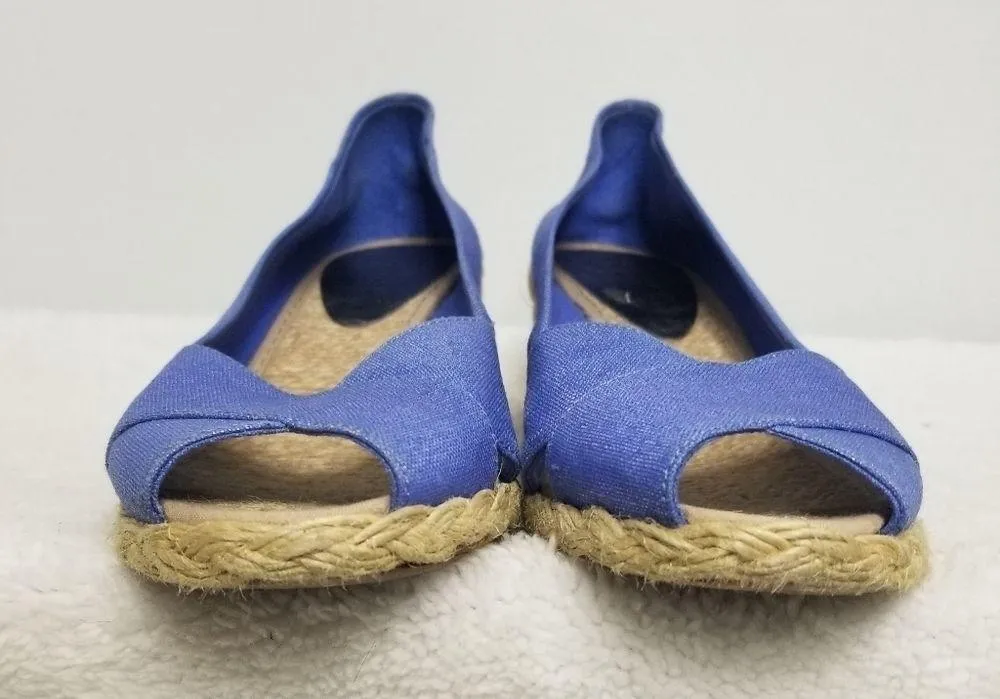 Ralph Lauren Linen Espadrille Wedges Blue Size 6 - Image 5