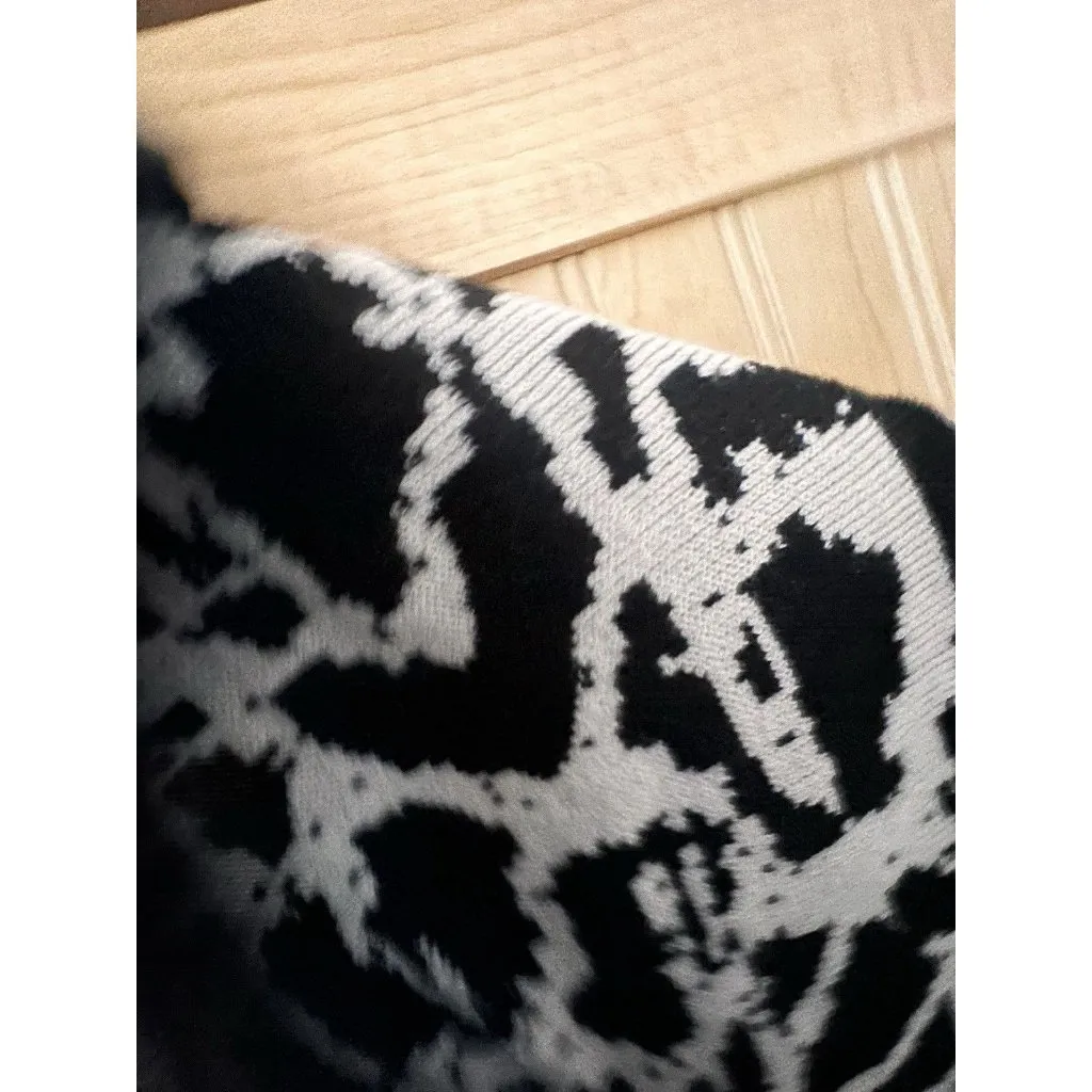 Ming Wang Open Front Relaxed Fit Kimono Cardigan Black White Print Size L / XL - Image 4