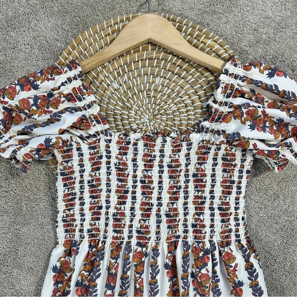 o.p.t Women’s Daphne Square Neck Smocked Maxi Dress Tiered Multicolor Floral M White Size M - Image 5