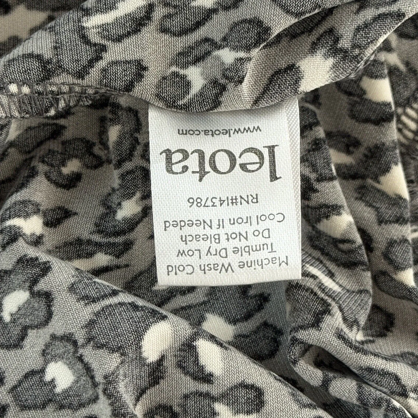 Leota Faux Wrap Midi Dress Womens M Black White Leopard Print Belted‎ Career - Image 9