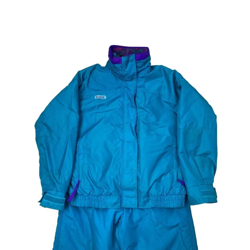 Vintage 80's Columbia Sportswear Co Interchange Ski Snow Suit Womens Large Teal - Image 2