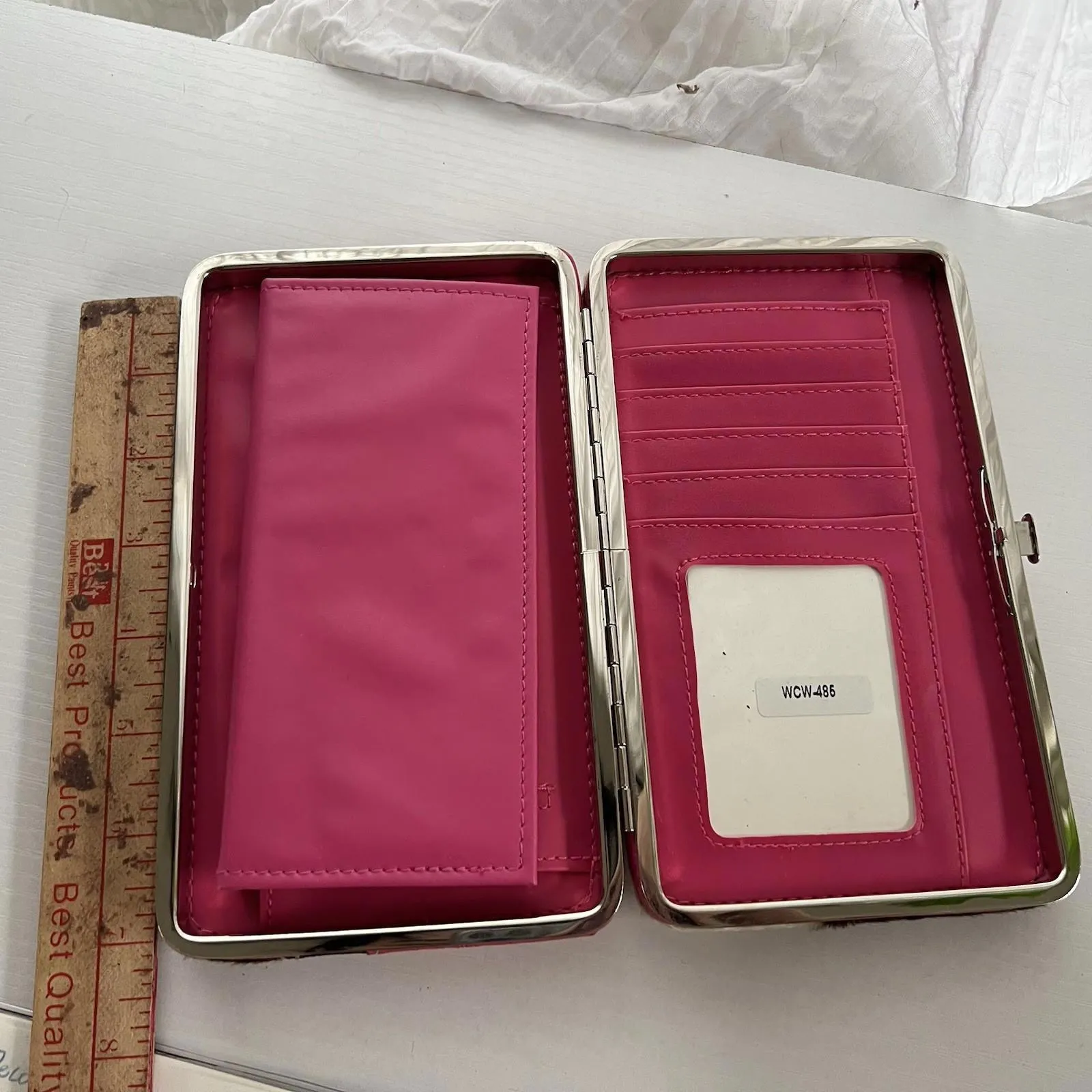 Western Pink Cow Print Wallet Floral Embossed Rhinestone Buckle Bling Trifold - Image 4