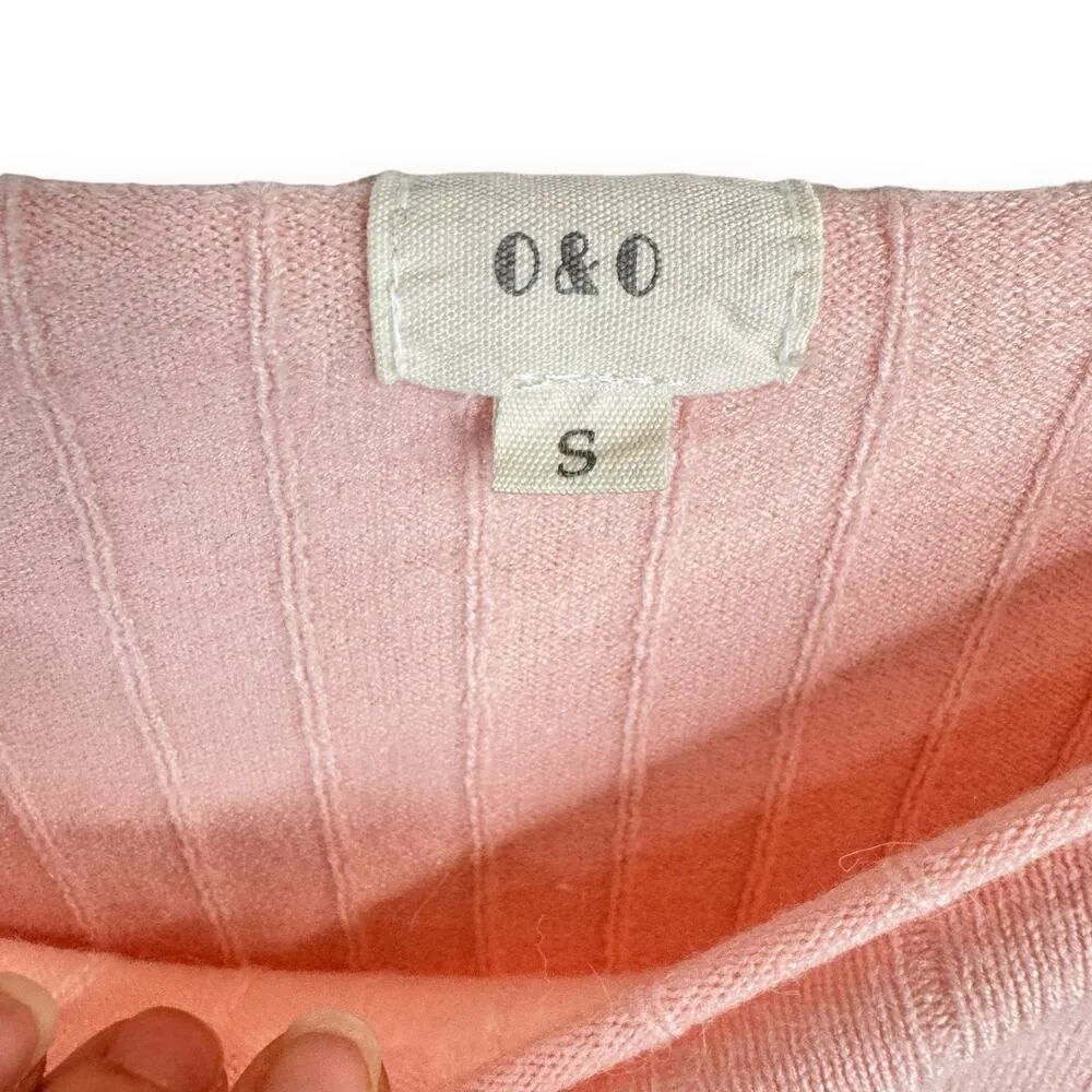 Pink Casual Long Bell Sleeve Ribbed Cropped Sweater Top Soft Fabric Size Small - Image 7