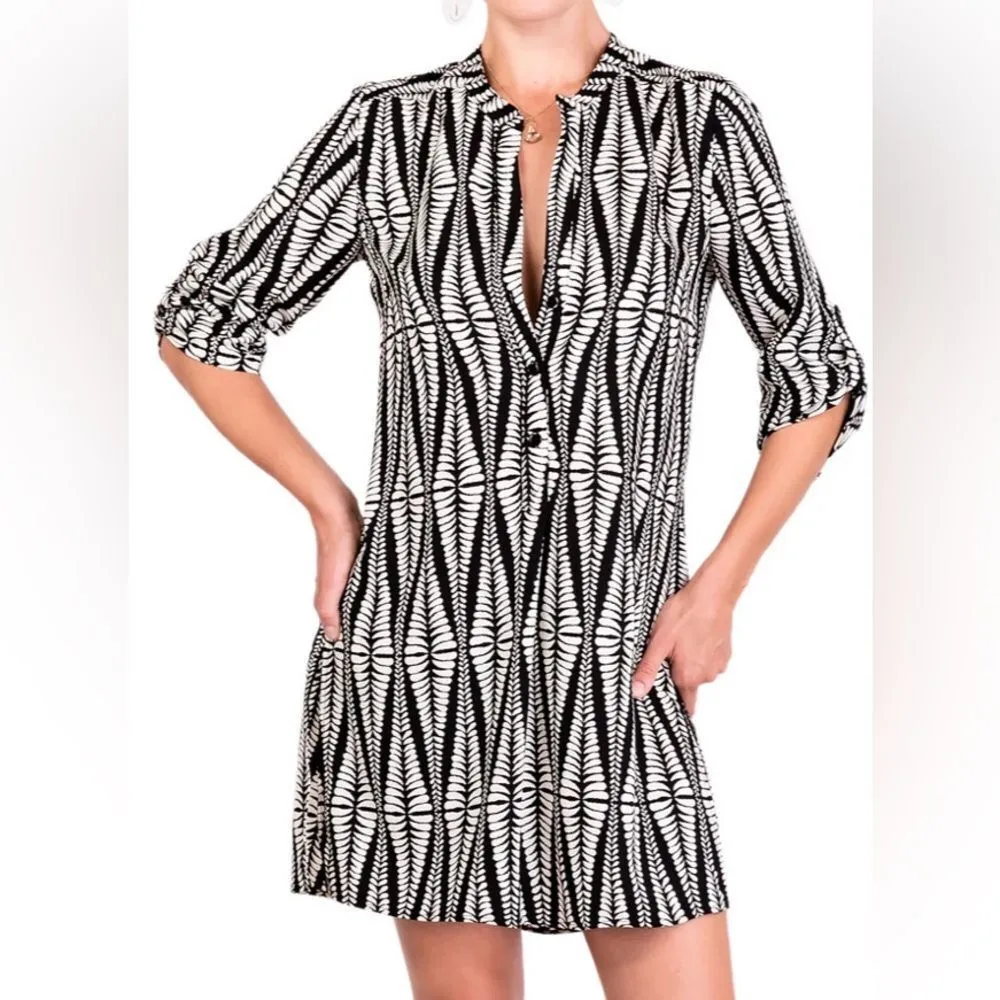 Everyday Ritual Claudine Tunic Maldives Stripe Size Medium‎ Black - Image 8