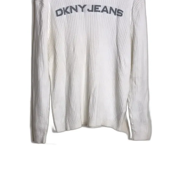 DKNY  jeans ribbed cotton crew neck ladies pullover sweater size large - Image 3
