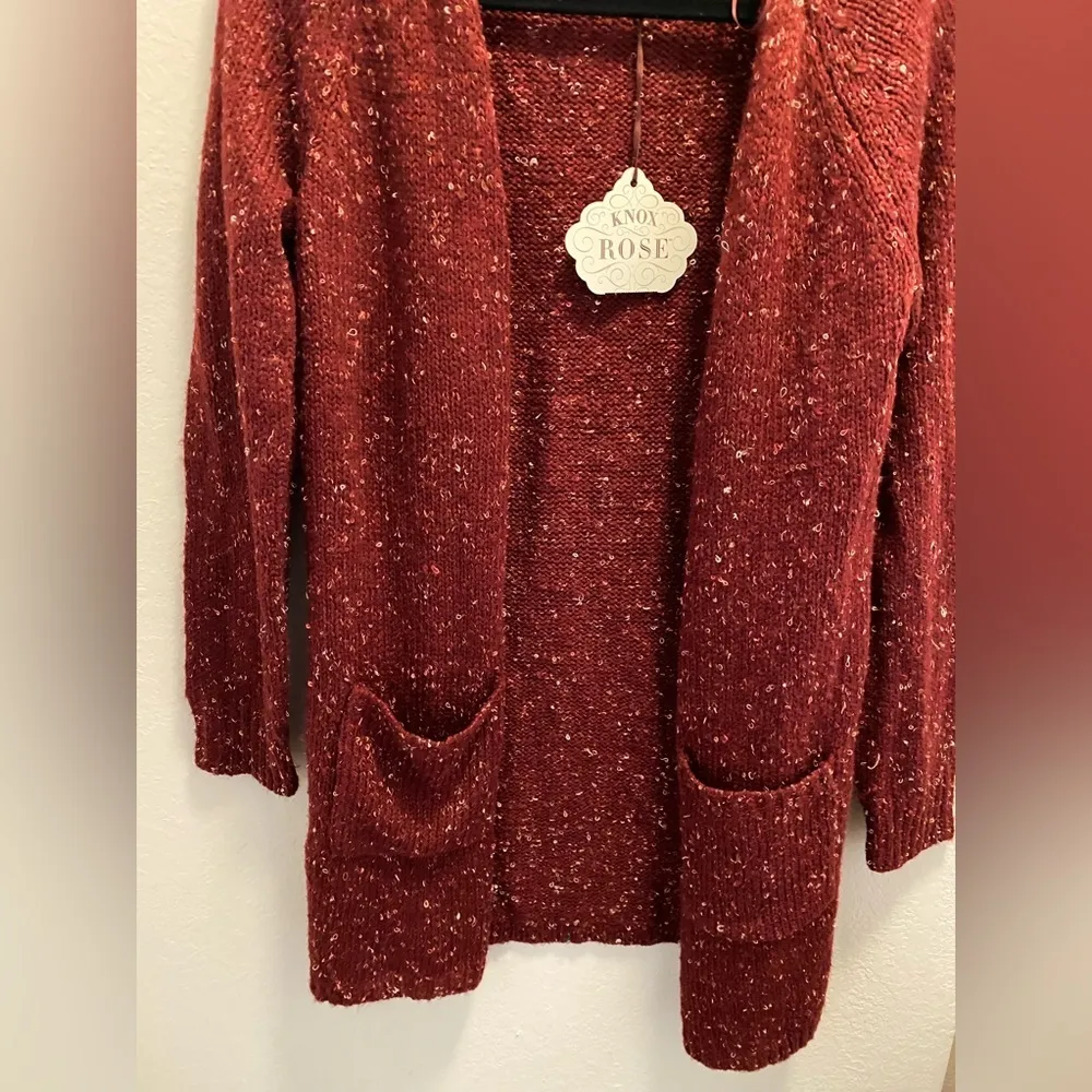 NWT Knox Rose Burgundy Open Knit Cardigan - Image 13