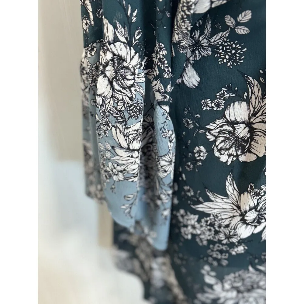 Maurice Floral Mixed Print Kimono Cover Blue Teal Size L Size L - Image 4