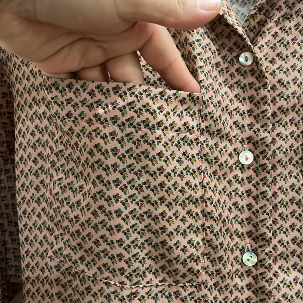 Zara Floral Print Silky Texture Long Sleeve Button Front Shirt Maxi Dress Sz XS - Image 11