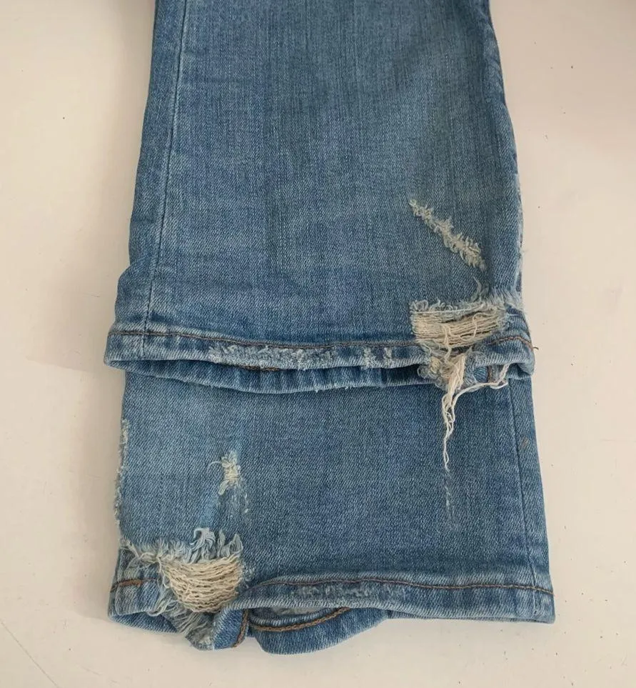 Petite Cali Demi Boot Button Fly Distressed Hem Jeans Size 25P - Image 10