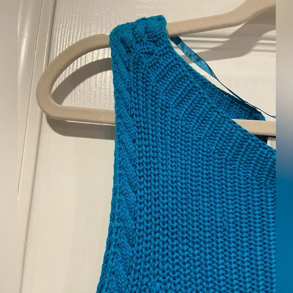 NWT Cupio Size XL Scoop Neck Sleeveless Cotton Teal Blue Knit Vest Top Cotton - Image 6