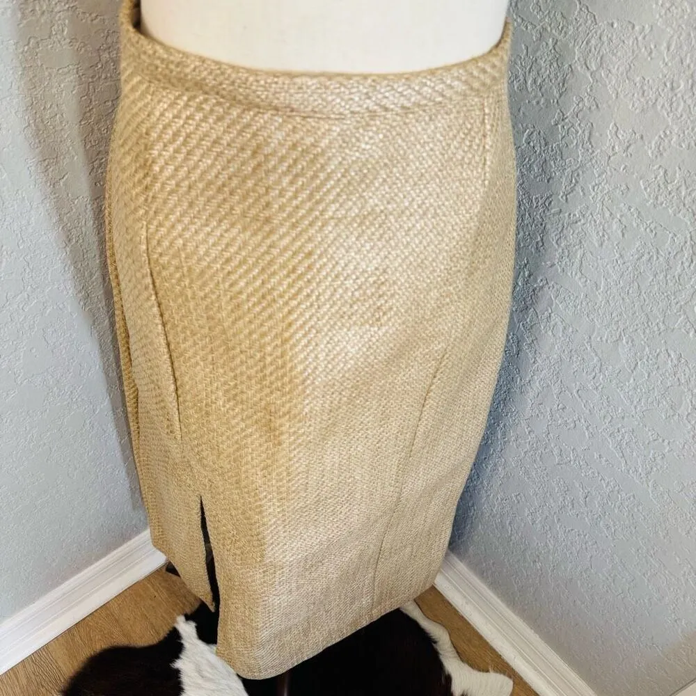 Antonio Melani The Style Bungalow Manana Raffia Midi Pencil Skirt, 12, Tan NWT‎ - Image 6