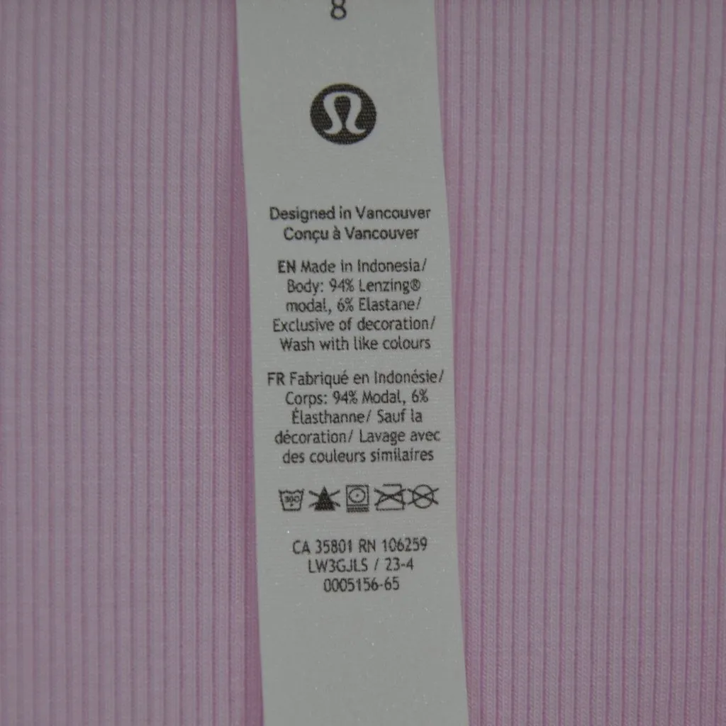 Lululemon Side-Cinch Ribbed Cardigan in Meadowsweet Pink Modal Button Front 8 - Image 8