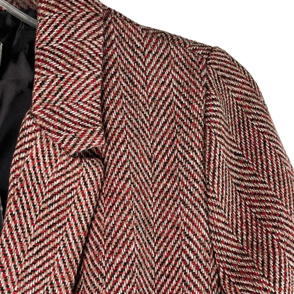 American Rag  Brooklyn Herringbone One Button Blazer Brown Red Cream NWT S - Image 2