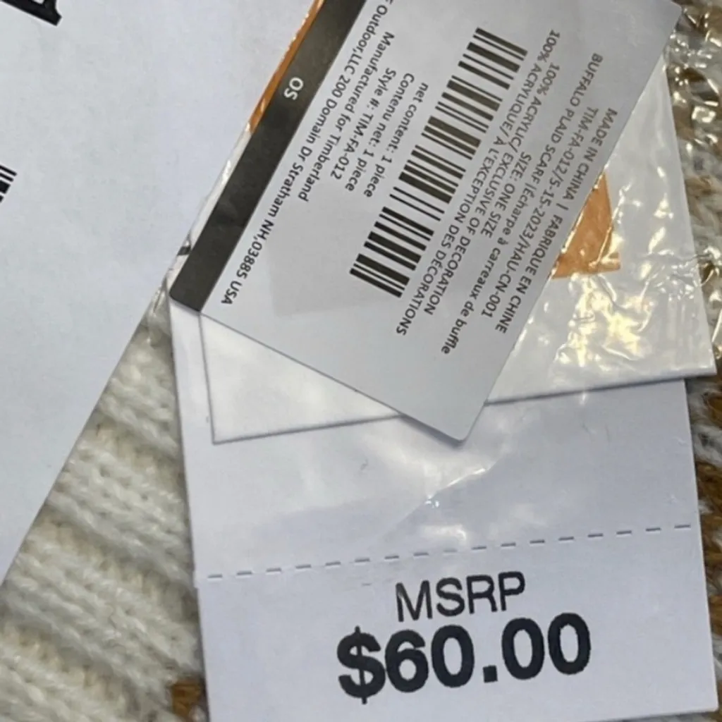 Timberland Brown Plaid Knit Scarf NEW NWT - Image 5