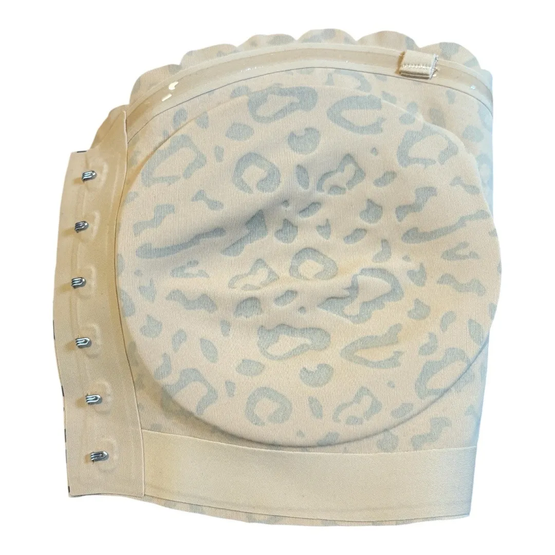 Leopard Print Strapless Bra Tube Top with Pads Wireless Beige Black Size Medium Tan - Image 5