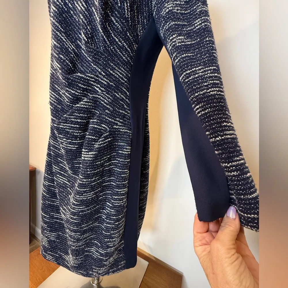 Lauren Ralph Lauren Blue And White Boucle Dress Ruched Women’s Size 14P (Petite) - Image 4