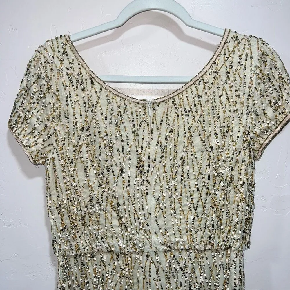 Gold / Champagne Beaded Cocktail Dress - Image 5