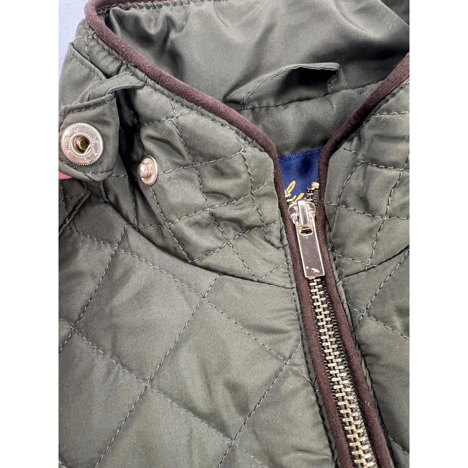 Blue Rain by Francesca's Army Green Puffer Insulated Vest Crosshatch Size S - Image 8