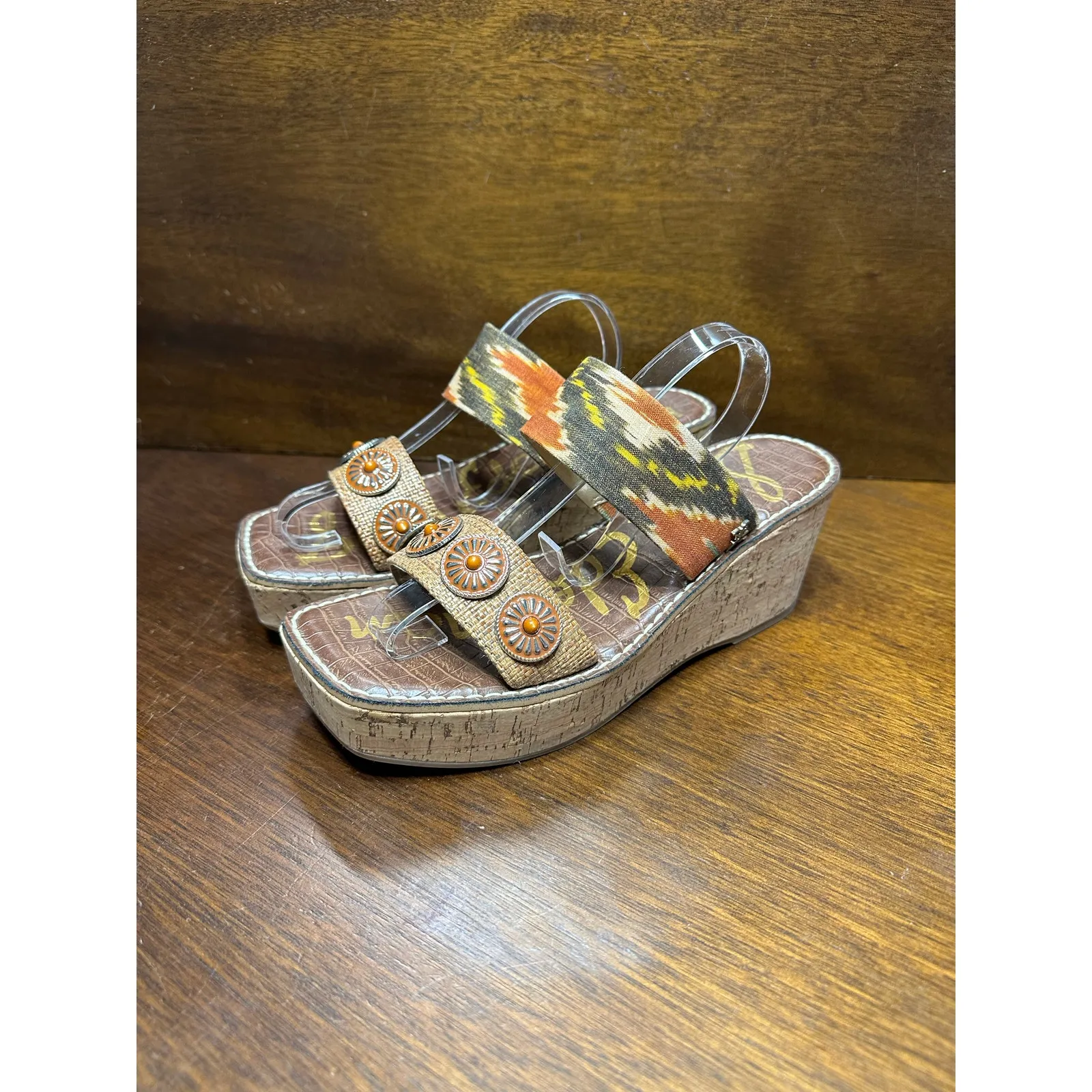 Sam Edelman Southwestern Cowgirl Aztec Boho Wedge Sandals Women 8.5 Western - Image 3