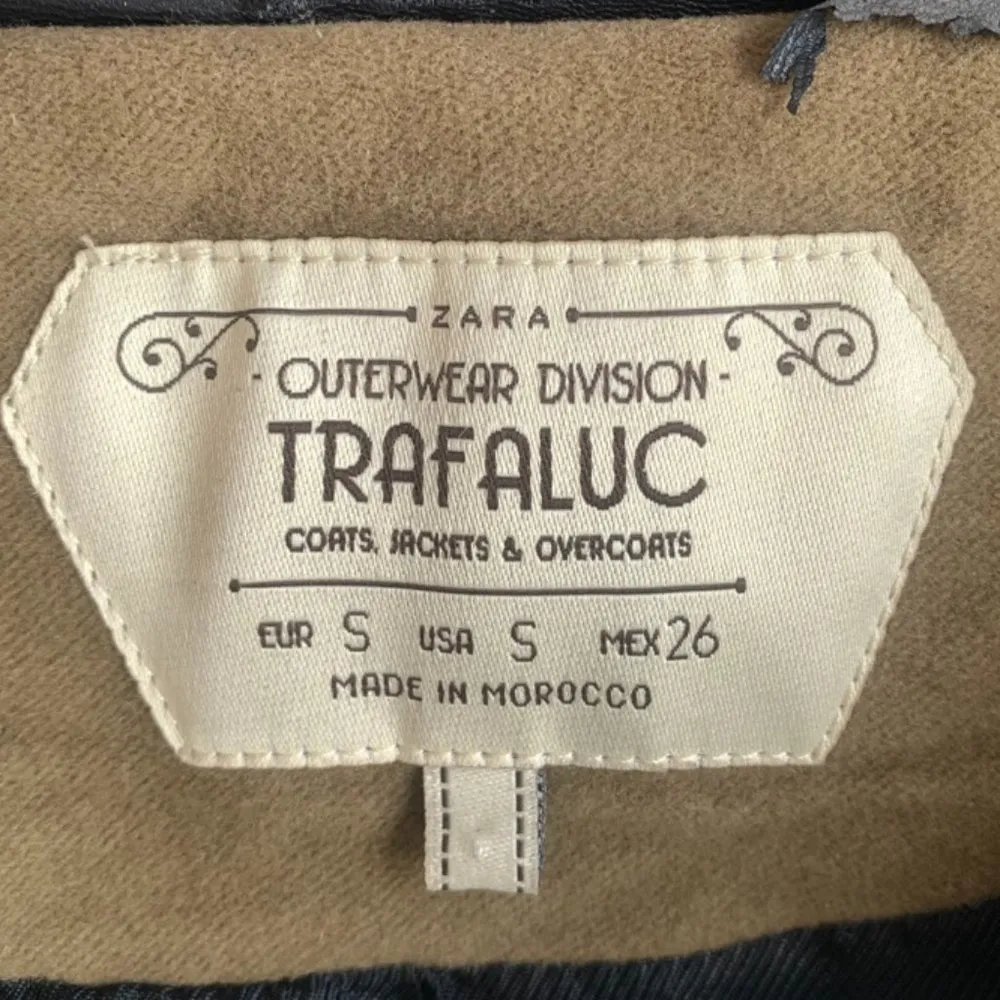 Zara Trafaluc Light Brown & Black Faux Leather Moto Jacket - Image 3