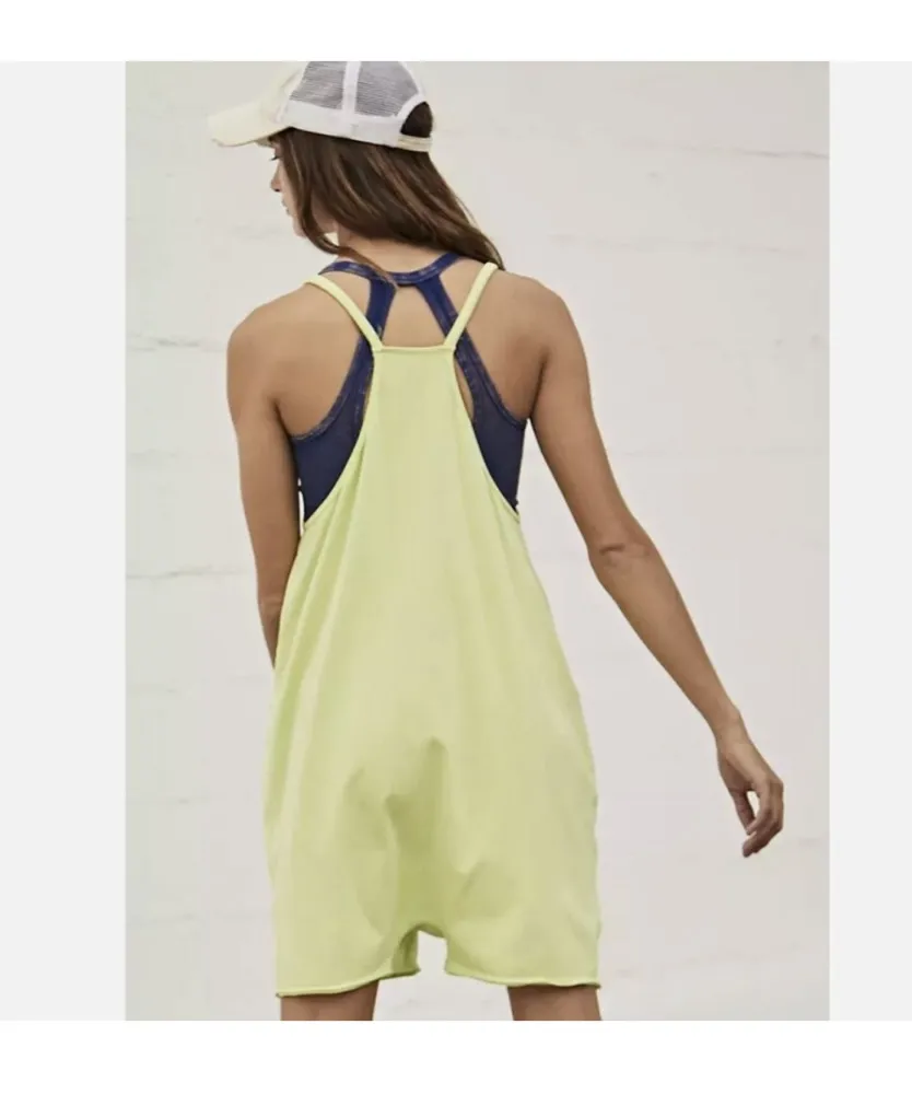 Free People Movement Lime Green Hot Shot Spaghetti Strap Relaxed Fit Romper - Image 4