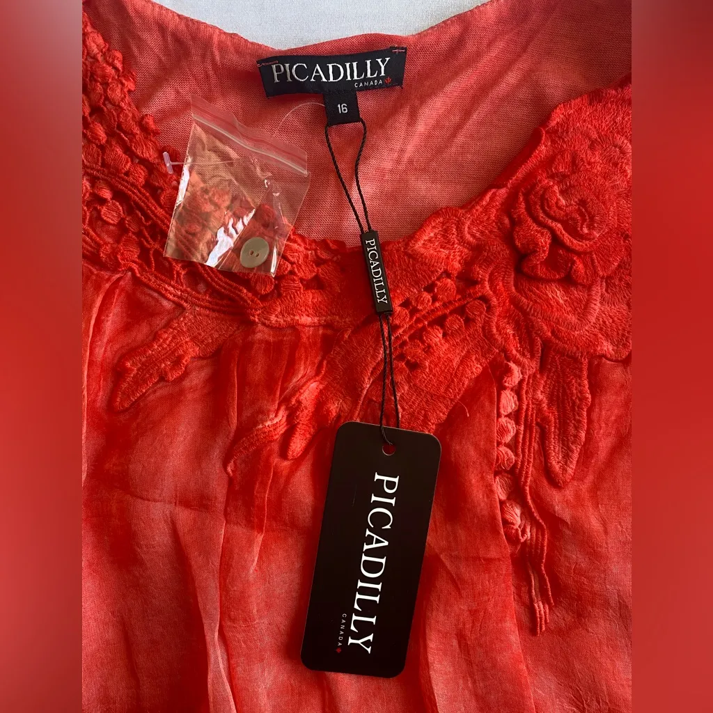 PICADILLY CANADA CORAL‎ BLOUSE Size 16 - Image 7